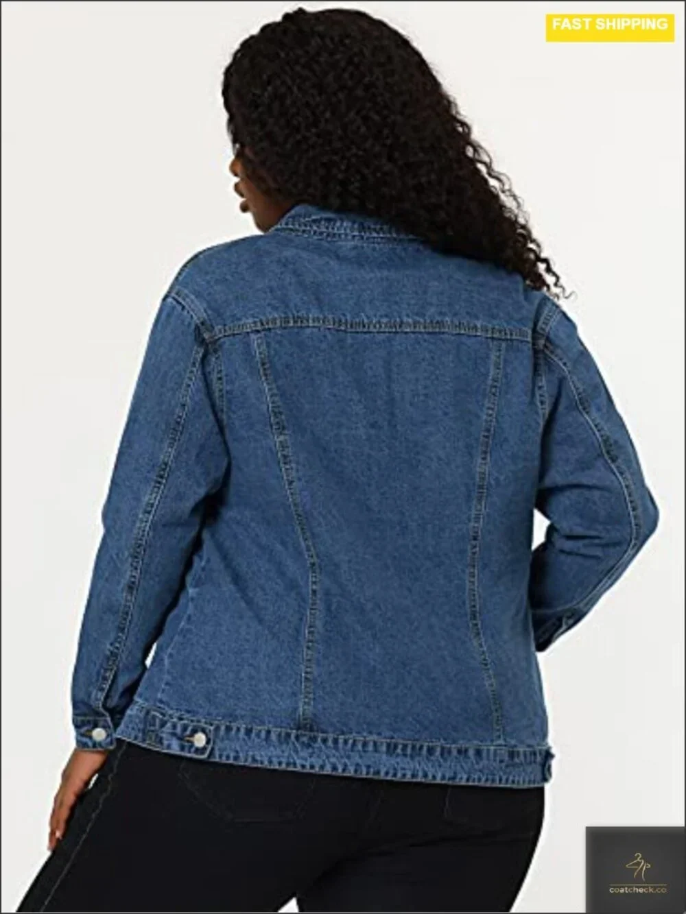 Plus Size Button Denim Jacket - Stitching Washed Casual Long Sleeve